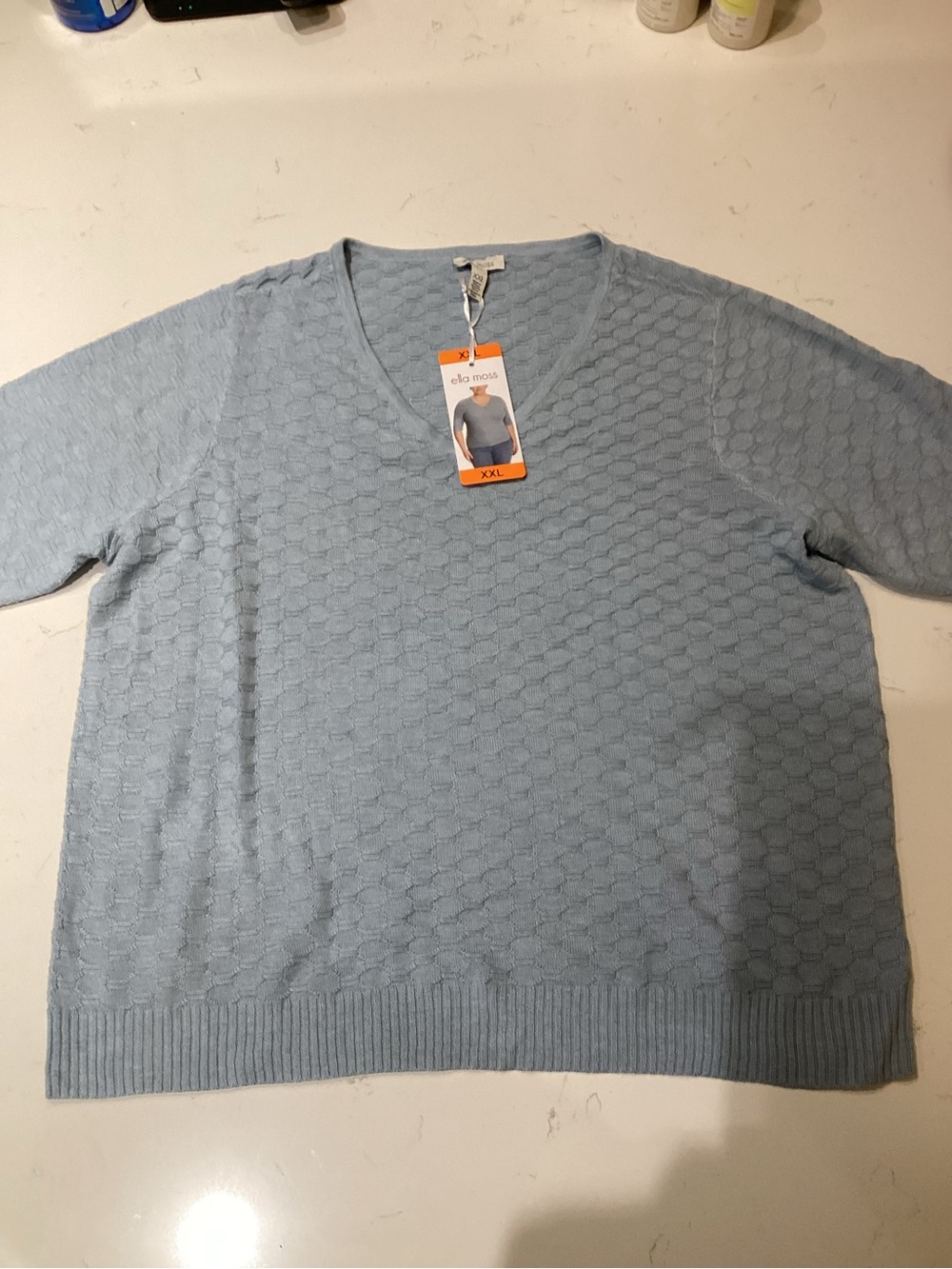 Ella Moss Women's Pale Blue V-Neck Sweater